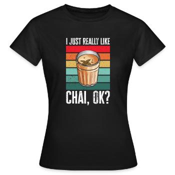 Thé Chai Masala Chai - T-shirt Femme - noir - Devant - AI Model Female 172 dark (172cm)