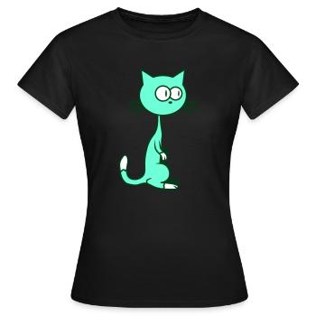 Neugierige Katze Guckt Lustig Ulkig Albern Komisch - Frauen T-Shirt - Schwarz - Vorne - AI Model Female 172 dark (172cm)