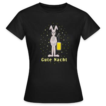 gute Nacht Schlafshirt Hase - Frauen T-Shirt - Schwarz - Vorne - AI Model Female 172 dark (172cm)