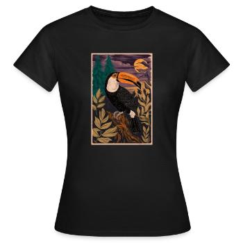 Mystischer Tukan im Mondschein - Frauen T-Shirt - Schwarz - Vorne - AI Model Female 172 dark (172cm)