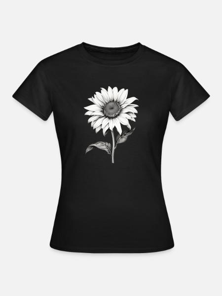 Tournesol dessins en noir et blanc. Sunflower - T-shirt Femme - noir