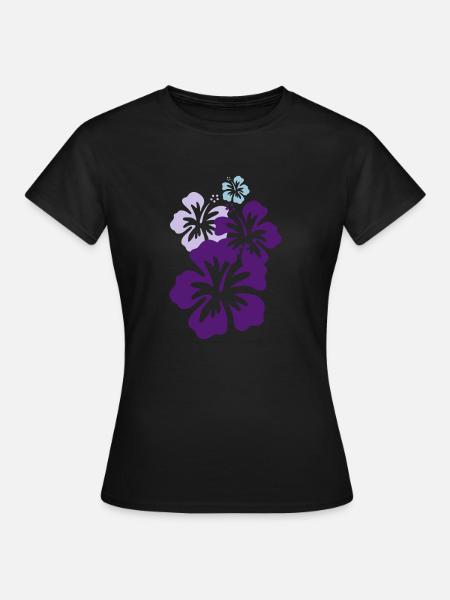 hibiskus violett - Frauen T-Shirt - Schwarz
