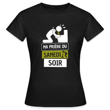Vomito humour alcool bourré apéro apéritif prière - T-shirt Femme - noir - Devant - AI Model Female 172 dark (172cm)