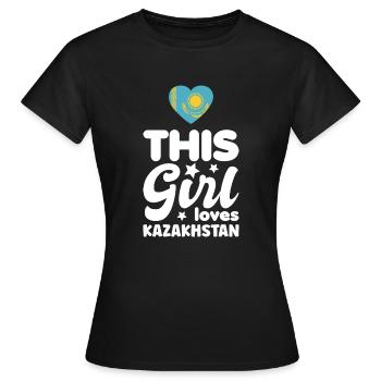 Drapeau du Kazakhstan Drapeau du Kazakhstan - T-shirt Femme - noir - Devant - AI Model Female 172 dark (172cm)