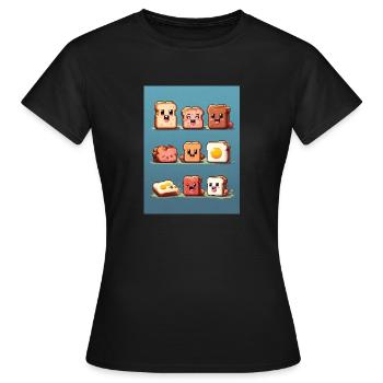 Pixelart, Frühstück - Frauen T-Shirt - Schwarz - Vorne - AI Model Female 172 dark (172cm)