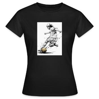 Dynamique Noir Et Blanc Joueur De Football Fussballer - T-shirt Femme - noir - Devant - AI Model Female 172 dark (172cm)