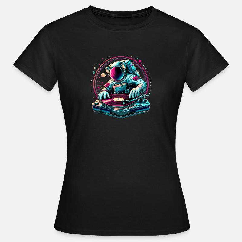 Astronaute DJ Planets DJing dans l’espace - T-shirt Femme - noir