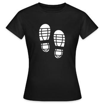 Shoe prints footprints steps icon icon - Women's T-Shirt - black - Front - AI Model Female 172 dark (172cm)