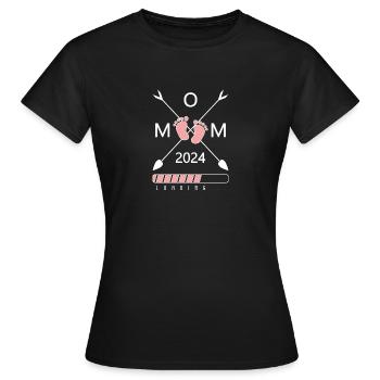 Mom 2024 loading - Frauen T-Shirt - Schwarz - Vorne - AI Model Female 172 dark (172cm)