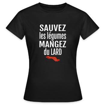 mangez du lard - T-shirt Femme - noir - Devant - AI Model Female 172 dark (172cm)
