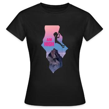 Alpiniste vise haute grimpeur-fille - T-shirt Femme - noir - Devant - AI Model Female 172 dark (172cm)