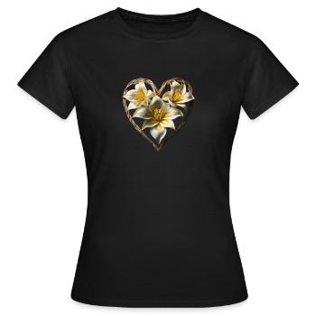 lilien herz - Frauen T-Shirt - Schwarz - Vorne - AI Model Female 172 dark (172cm)