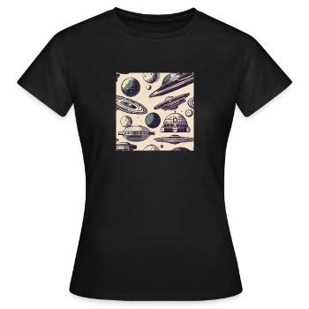 cosmic ships uno#1 - Frauen T-Shirt - Schwarz - Vorne - AI Model Female 172 dark (172cm)