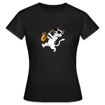 Katze Blaskapelle Saxophon Sonnebrille - Frauen T-Shirt - Schwarz - Vorne - AI Model Female 172 dark (172cm)