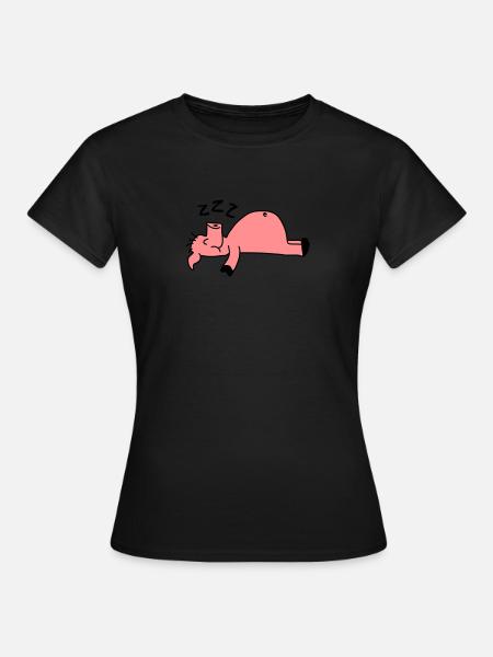 Sleeping Pig - Frauen T-Shirt - Schwarz