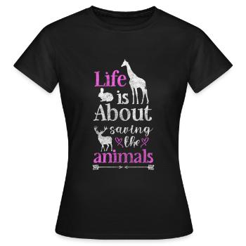 Défenseurs des droits des animaux végétariens amour animal refuge - T-shirt Femme - noir - Devant - AI Model Female 172 dark (172cm)
