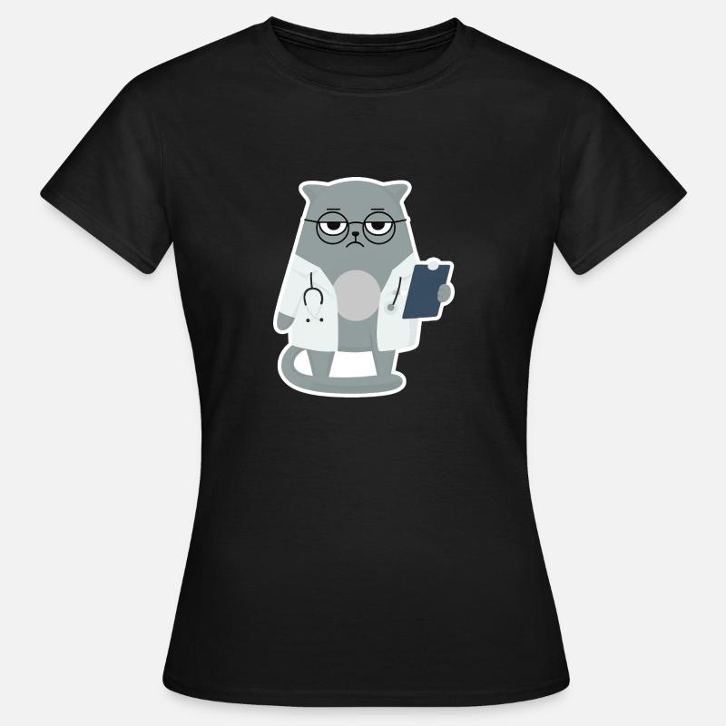 Gatto Brontolone Dottore - Gatto - Maglietta da donna - nero