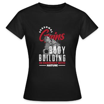 Gains saisonniers Musculation en harmonie avec la nature - T-shirt Femme - noir - Devant - AI Model Female 172 dark (172cm)