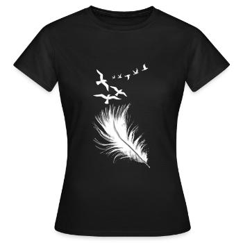 feather - Women's T-Shirt - black - Front - AI Model Female 172 dark (172cm)
