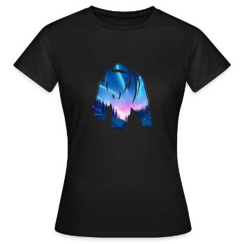 Baer Wildnis Nacht Polarlichter - Frauen T-Shirt - Schwarz - Vorne - AI Model Female 172 dark (172cm)