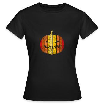 Citrouille verticale au coucher du soleil - T-shirt Femme - noir - Devant - AI Model Female 172 dark (172cm)