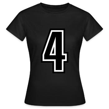4 - Zahl 4 - Trikotnummer zweifarbig farbe ändern - Frauen T-Shirt - Schwarz - Vorne - AI Model Female 172 dark (172cm)