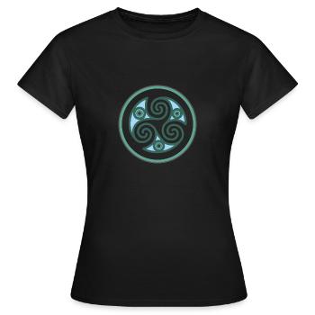 Spirale celtique trisque en vert bleu - T-shirt Femme - noir - Devant - AI Model Female 172 dark (172cm)