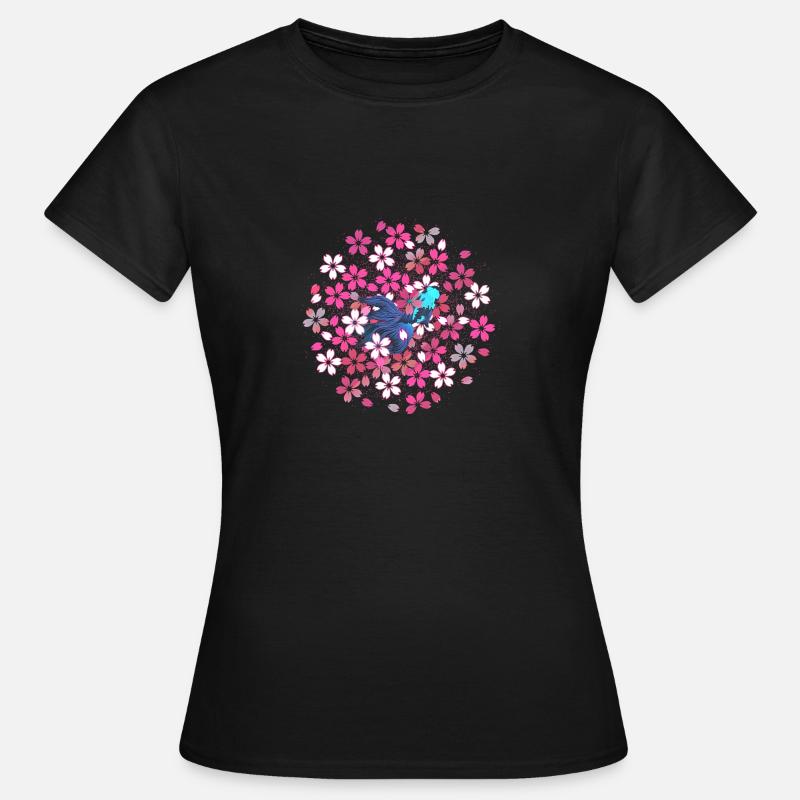 Spring: Kingyo e sakura - Women's T-Shirt - black