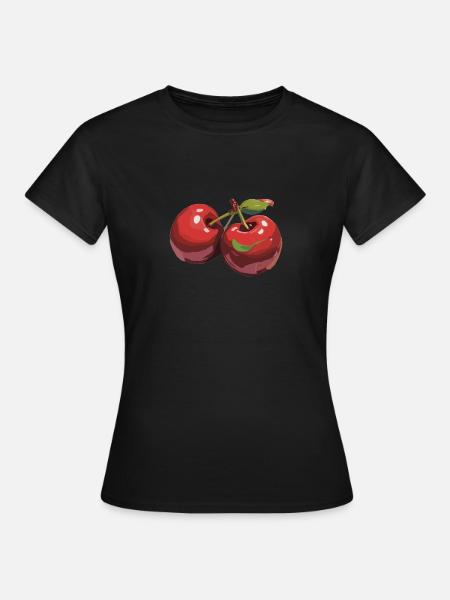 Rote Kirsche Cherries Kirschen Cherry - Frauen T-Shirt - Schwarz