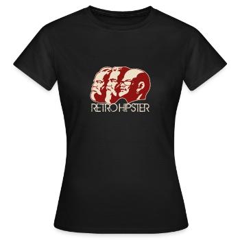 RetroHipster (Édition Marx-Engels-Lénine) - T-shirt Femme - noir - Devant - AI Model Female 172 dark (172cm)
