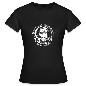 Le vœu de la marmotte pour le printemps précoce et les frites et - T-shirt Femme - noir - Devant - AI Model Female 172 dark (172cm)