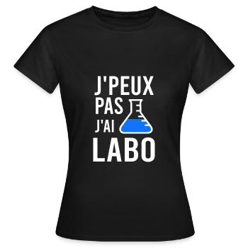 J'peux pas j'ai labo chimiste - T-shirt Femme - noir - Devant - AI Model Female 172 dark (172cm)