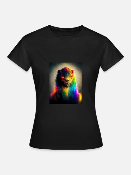 Lion arc-en-ciel - T-shirt Femme - noir