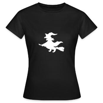 Sorcière sur balai - T-shirt Femme - noir - Devant - AI Model Female 172 dark (172cm)