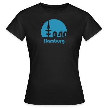 Hambourg Tour de télévision de 040 caractères - T-shirt Femme - noir - Devant - AI Model Female 172 dark (172cm)