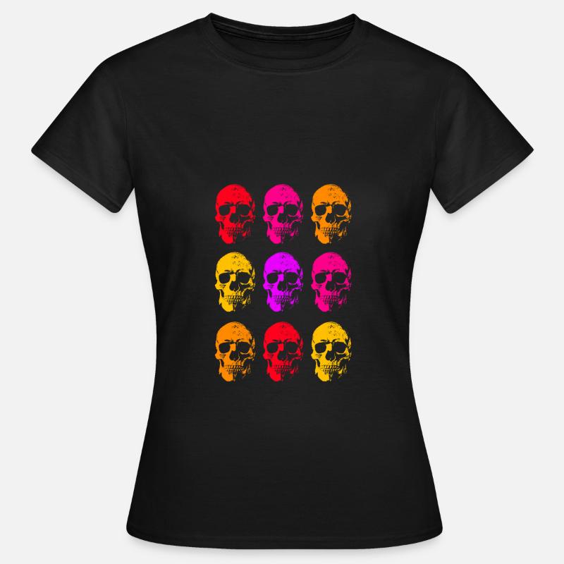 Colored Linear Skull Art - Women's T-Shirt - black