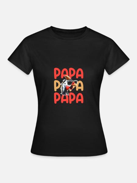 Hühner Papa Vater Hahn Perlhuhn - Frauen T-Shirt - Schwarz