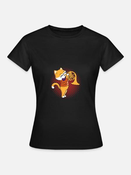 Hornist Cat Cat Cor français - T-shirt Femme - noir