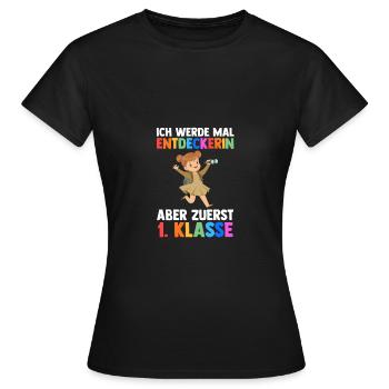 Entdeckerin Erste Klasse Einschulung Schulkind - Frauen T-Shirt - Schwarz - Vorne - AI Model Female 172 dark (172cm)