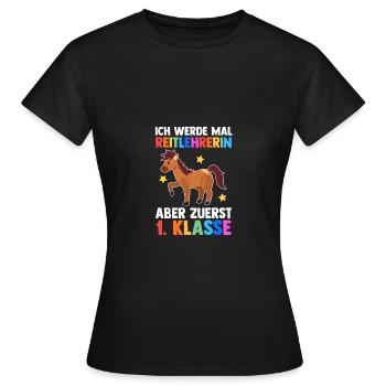Équitation Inscription à l’école Première année Écolier - T-shirt Femme - noir - Devant - AI Model Female 172 dark (172cm)