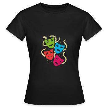 Masques de théâtre | masques colorés - T-shirt Femme - noir - Devant - AI Model Female 172 dark (172cm)