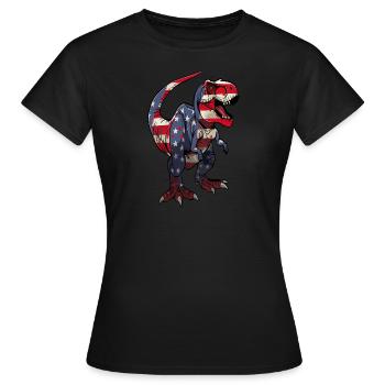 Patriot US USA Dino Trex Veterans Day Proud Troops - Frauen T-Shirt - Schwarz - Vorne - AI Model Female 172 dark (172cm)