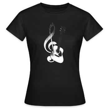Gitarre und Notenschlüsse - Frauen T-Shirt - Schwarz - Vorne - AI Model Female 172 dark (172cm)