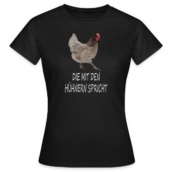 Die mit den Hühnern spricht | Königsberger Huhn - Frauen T-Shirt - Schwarz - Vorne - AI Model Female 172 dark (172cm)