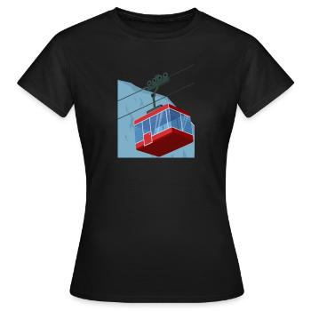 téléphérique hiver rouge - T-shirt Femme - noir - Devant - AI Model Female 172 dark (172cm)