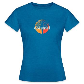 Cozumel Mexique Artistic Vacation Souvenir Palm - T-shirt Femme - bleu saphir antique chiné - Devant - AI Model Female 172 dark (172cm)