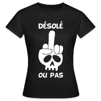 Crâne blanc malpoli - T-shirt Femme - noir - Devant - AI Model Female 172 dark (172cm)