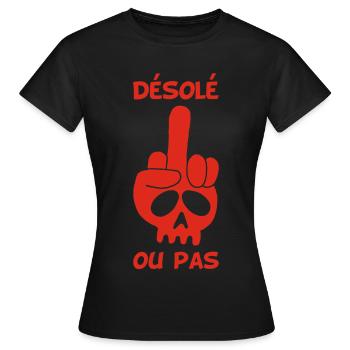 Crâne rouge malpoli - T-shirt Femme - noir - Devant - AI Model Female 172 dark (172cm)