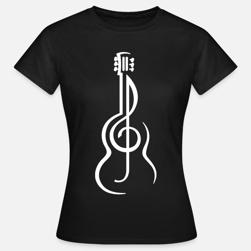 Guitar and treble clef classical guitarists - Women's T-Shirt - black