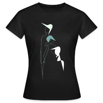 Stilisiertes Familienporträt - Frauen T-Shirt - Schwarz - Vorne - AI Model Female 172 dark (172cm)